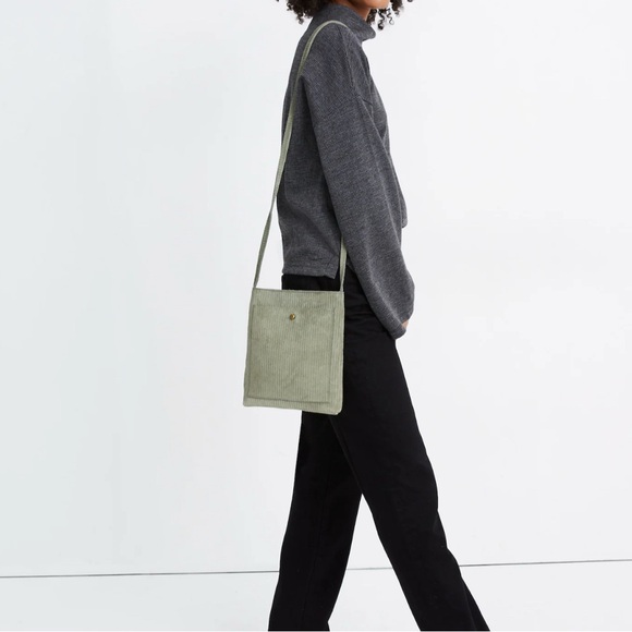 Madewell The Slim Brooklyn Crossbody Bag: Corduroy Suede Edition Frosted Willow - Picture 4 of 5